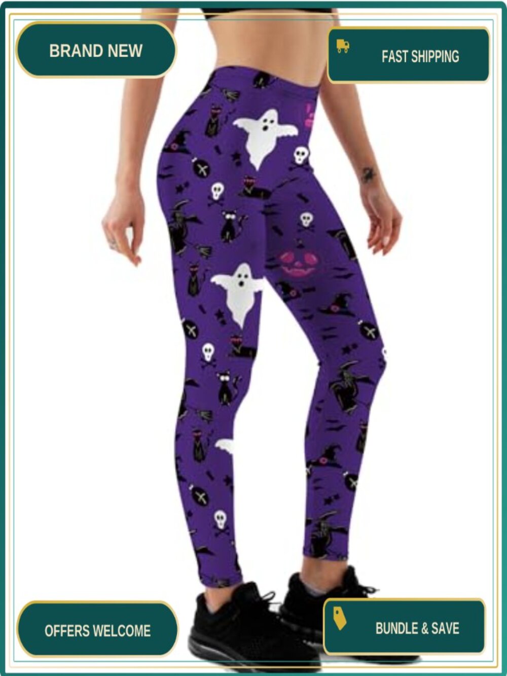 Women's High-Waisted Yoga Leggings Ghost Pumpkin Halloween Skinny Fitted